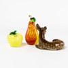 Figurin, glasfrukter, 3 delar, högsta 18 cm