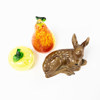 Figurin, glasfrukter, 3 delar, högsta 18 cm