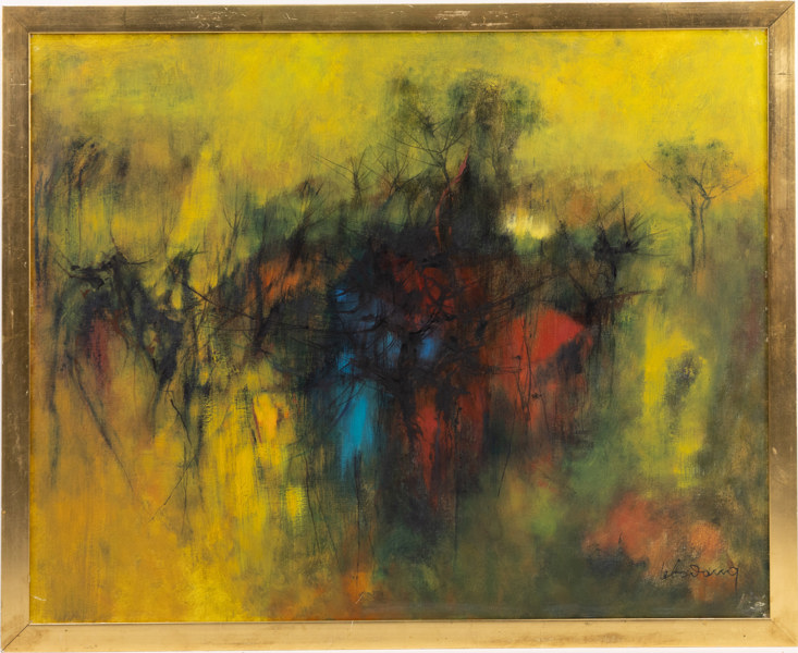 Lebadang, olja på duk, "Harlequin", signerad, 86x72 cm