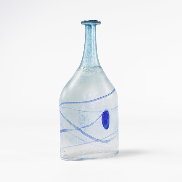 Bertil Vallien, flaska, "Galaxy Blue", signerad, Boda, höjd 27 cm