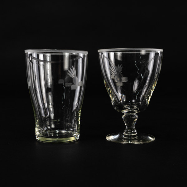 Vin- och dricksglas, 4 + 6 st, slipad dekor