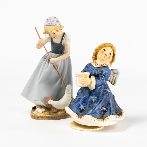 Figuriner, 2 st, Goebel, bl a speldosa