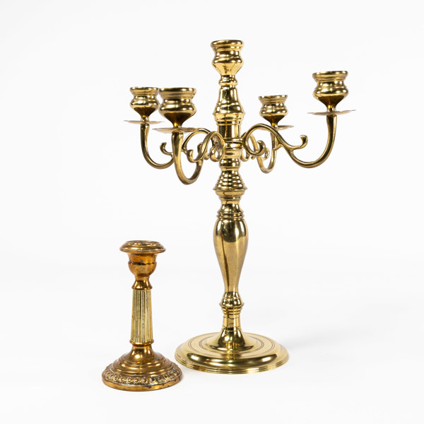 Kandelaber, ljusstake, mässing, höjd 36 cm och mindre