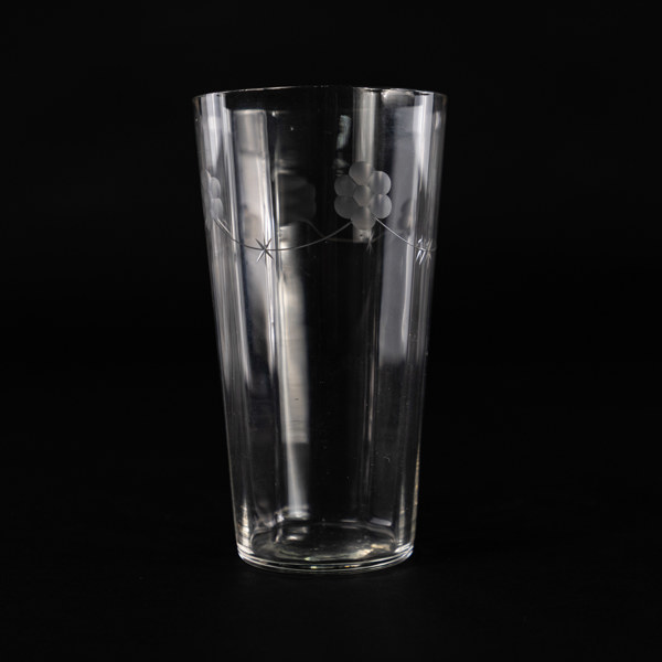 Grogglas, 5 st, med slipad dekor, höjd 14,5 cm