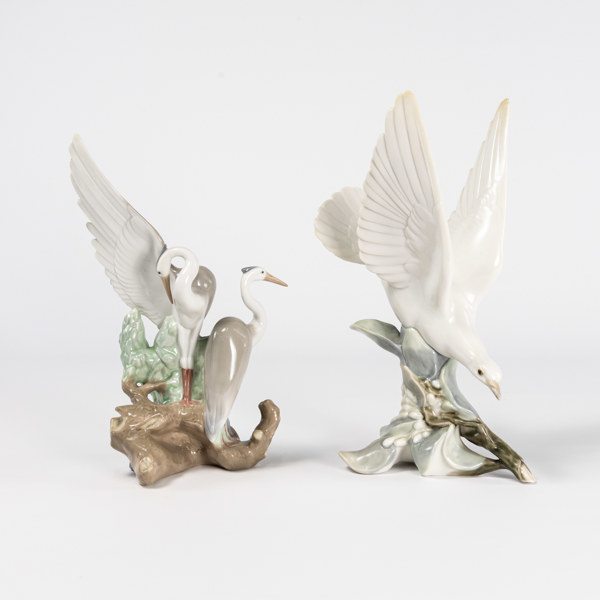 Figuriner, 2 st, fåglar, Nao, Lladro, högsta 28,5 cm