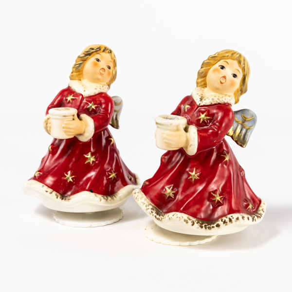 Ljusänglar, med speldosa, ett par, Goebel, höjd 16 cm