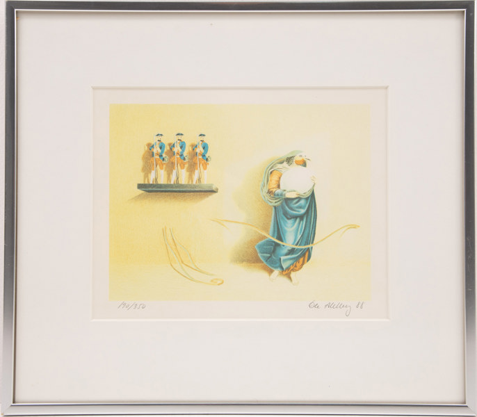 Ole Ahlberg, litografi, 190/350, signerad, 42x37 cm