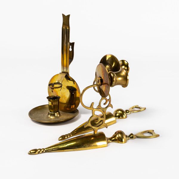 Väggljusstakar, 3 st, mässing, högsta 25 cm