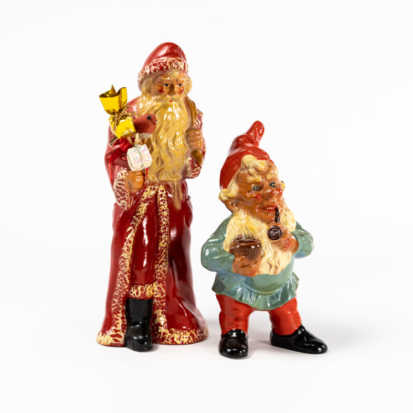 Tomtar, 2 st, bl a terrakotta, högsta 33 cm