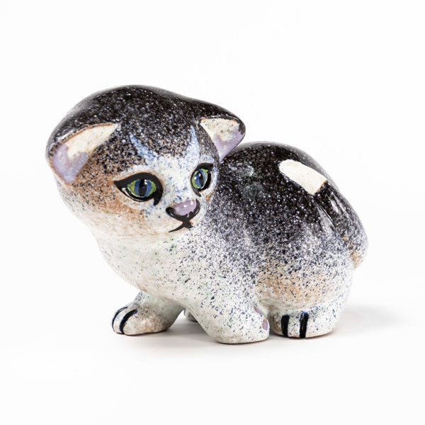 Thomas Hellström katt, Nittsjö, signerad, höjd 22 cm