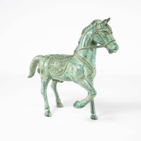 Skulptur, häst, patinerad brons, längd 37 cm