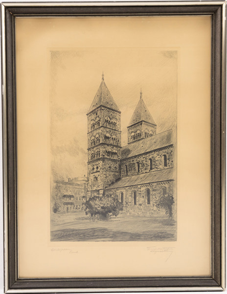 Emil Westman, etsning, signerad, 44x56 cm