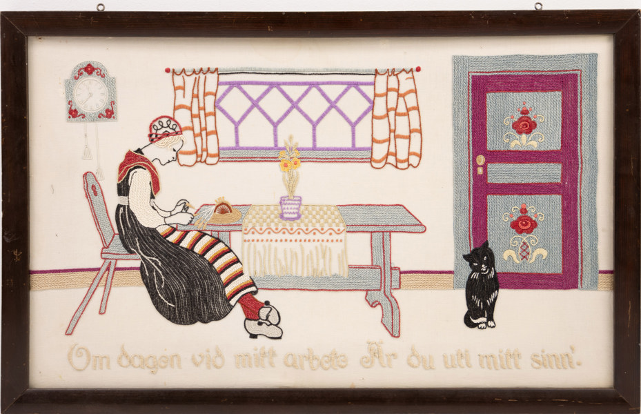 Broderad tavla, ordspråk, 86x54 cm
