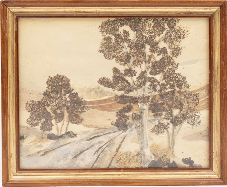 Keith & Robin Johansen, tavla i bark, Australien, 28x23 cm