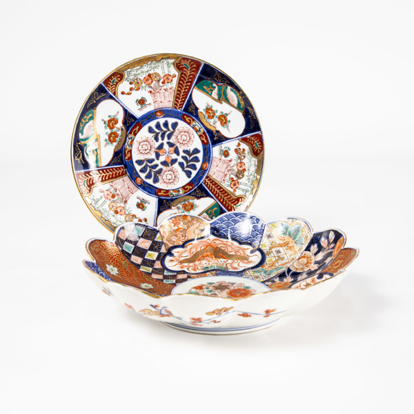 Skål, fat, Imari, Japan, största diameter 26 cm