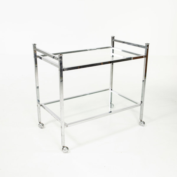 Serveringsvagn, krom/glas, 1900-tal