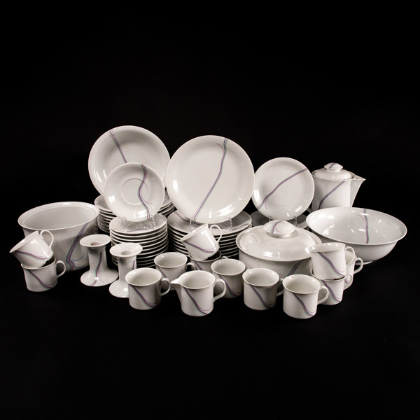 Bertil Vallien, servisdelar, 56 st, "Rainbow", Rörstrand