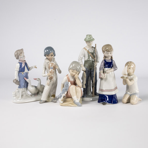 Figuriner, 6 st, bl a Spanien, högsta 27 cm