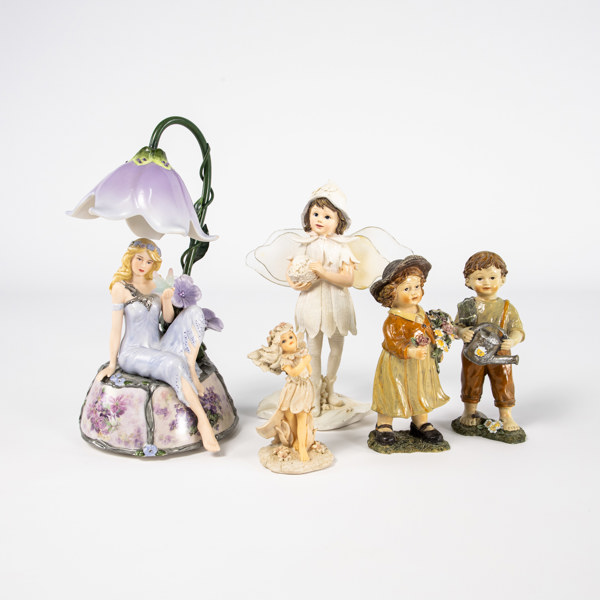 Figuriner, 5 st, bl a Lena Liu, högsta 23 cm