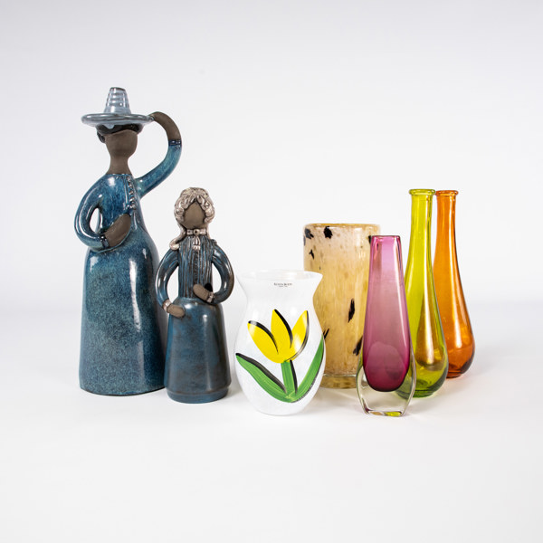 Diverse glas och keramik, 7 st, bl a Ulrica Hydman-Vallien