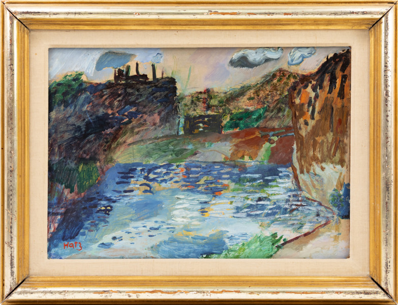 Felix Hatz, olja på pannå, signerad, 77x59 cm