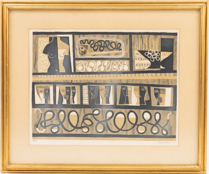 Esaias Thorén, litografi, 42/50, signerad, 65x54 cm