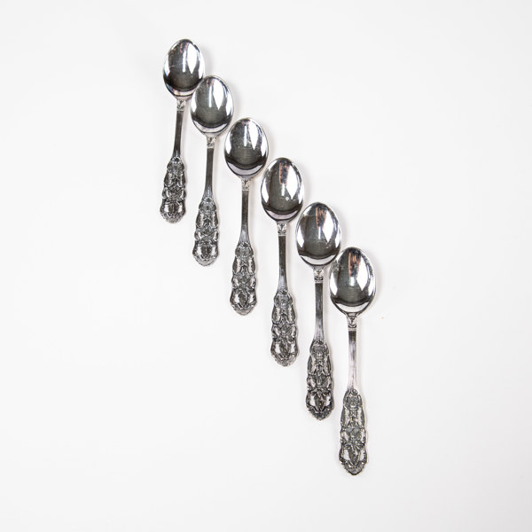 Kaffeskedar, 6 st, silver, vikt 46,3 gram
