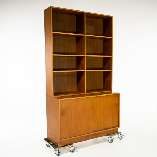 Bokhylla med skåpsunderdel, teak, höjd 200 cm