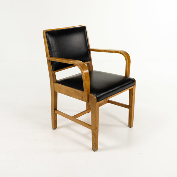 Karmstol, trä/konstläder, 40/50-tal