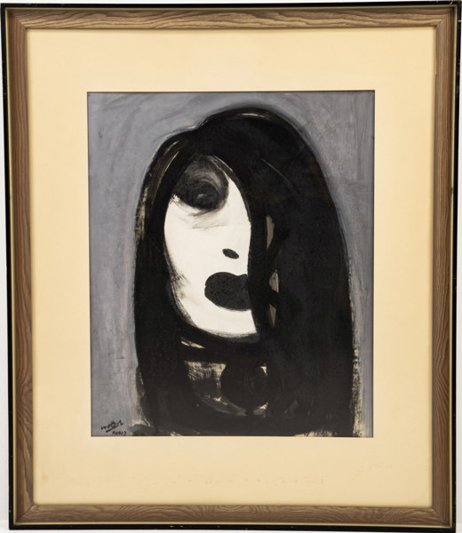 Gustaf Werder, gouache, porträtt, signerad, 58x67 cm