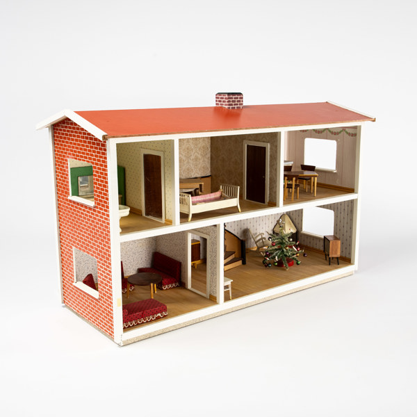 Dockskåp, med möbler, Lundby-skala, bredd 71 cm