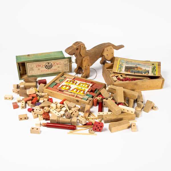 Äldre träleksaker, ett parti, bl a Gemla Leksaksfabrik