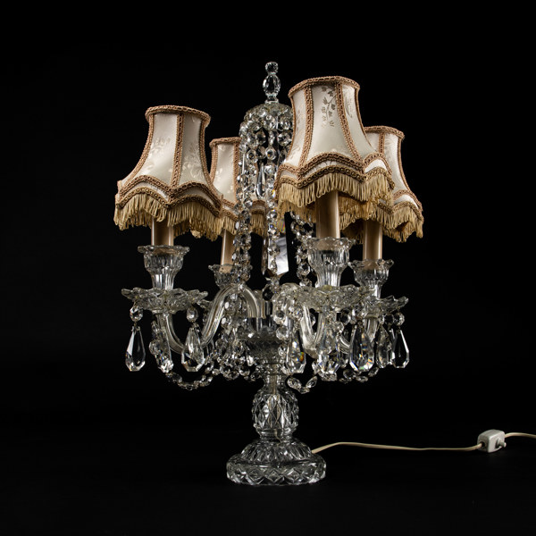 Bordslyster, böhmisk kristall, Tjeckoslovakien, höjd 42 cm