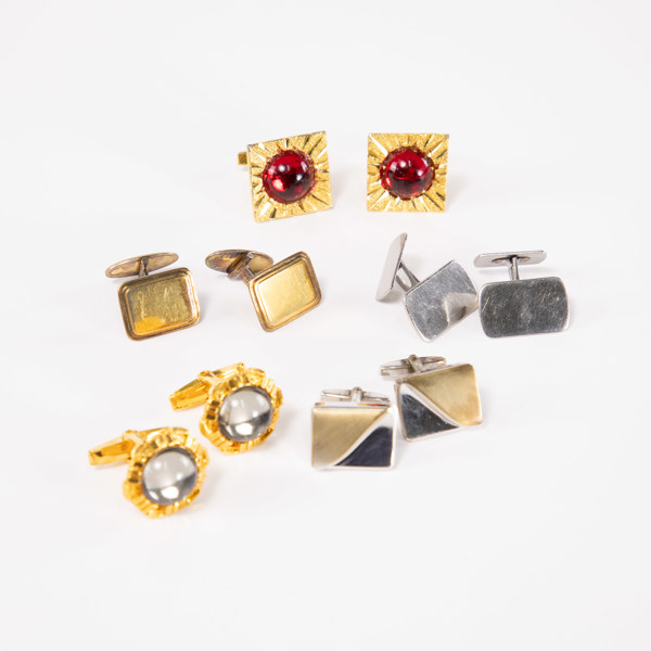 Manschettknappar, 5 par, bl a silver