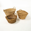 Flätade korgar, 3 st, 67x50x38 cm och mindre