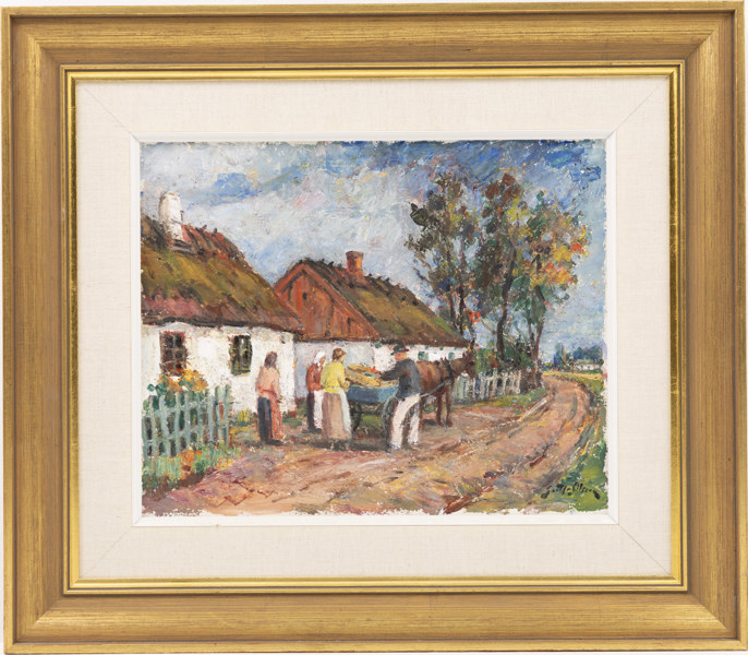 Gottfrid Olsson, olja på pannå, signerad, 63x55 cm