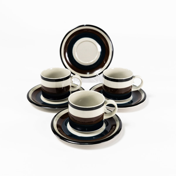 Anja Jaatinen-Winqvist, kaffekoppar med fat, 7 delar, "Kaira", Arabia