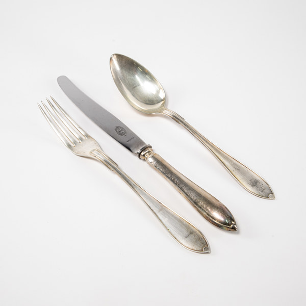 Bestick, 12 delar, "Spets", silver, GAB, 719,1 gram