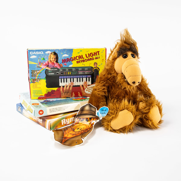 Sällskapsspel, keyboard, gosedjur, "Alf"