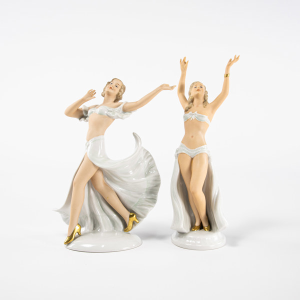 Figuriner, 2 st, Wallendorf, högsta 25 cm