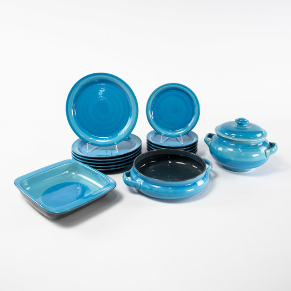 Matservis, 15 delar, lergods, Gabriel