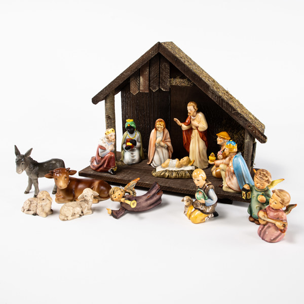 Julkrubba, 16 delar, Goebel, högsta 14 cm