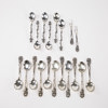 Teskedar, gafflar, 19 st, silver, 195,3 gram