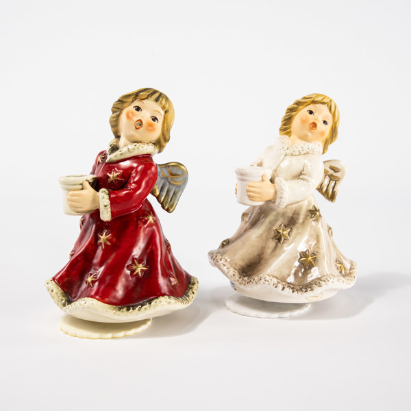 Ljusänglar, 2 st, med speldosa, Goebel, höjd 16 cm