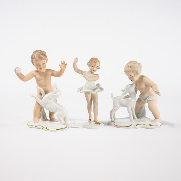 Figuriner, 3 st, Wallendorf, högsta 17 cm