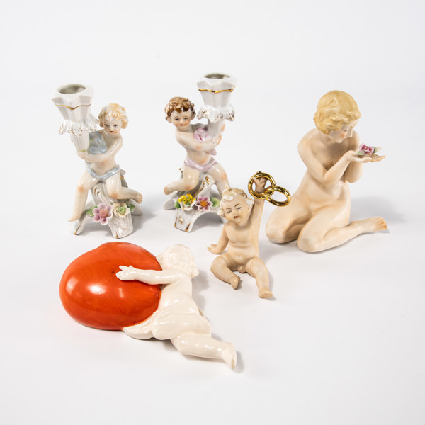 Figuriner, 5 st, bl a Tyskland, högsta 15 cm