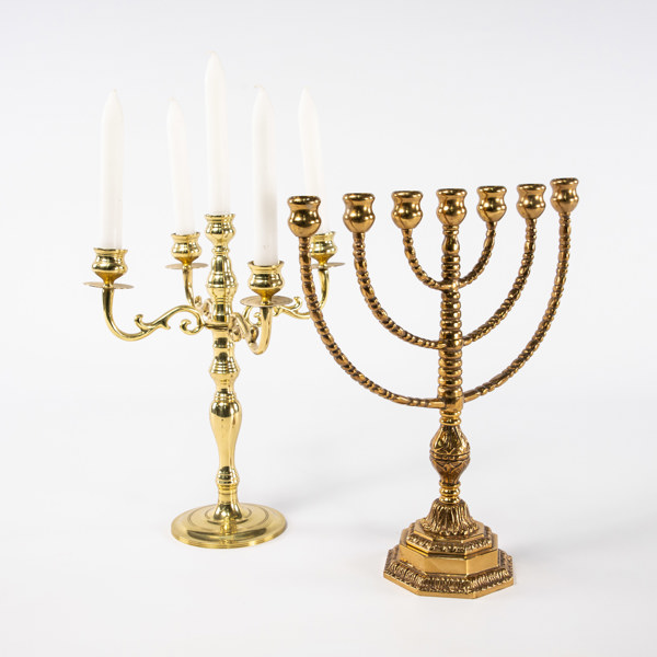 Kandelabrar, mässing, höjd 36 cm och mindre