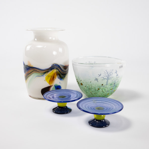 Glas, 4 delar, bl a Kjell Engman, högsta 16,5 cm