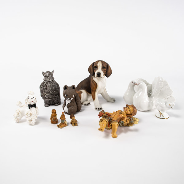 Figuriner, 10 st, bl a Taisto Kaasinen, högsta 17 cm