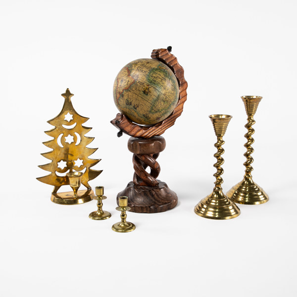 Ljusstakar, jordglob, 6 delar, högsta 30 cm